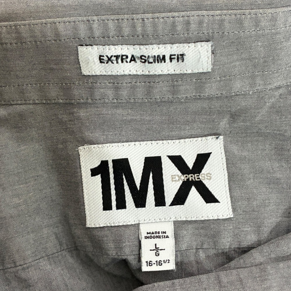 Express 1MX Extra Slim Fit Dress Shirt Mens L Gray Minimalist Modern Office - Picture 5 of 7